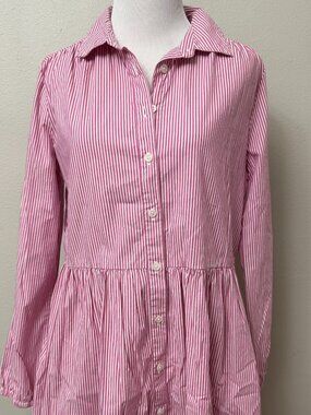 J.Crew Pink White Striped Button Cotton Dress Size 6